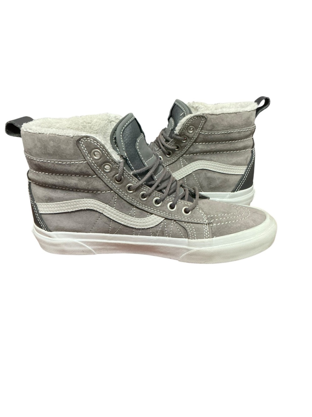 Vans Gray High-Top Suede Sneakers with Shearling Collar Size 9